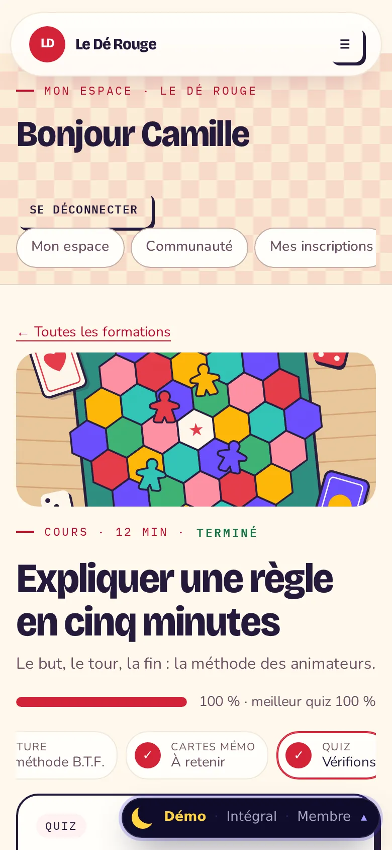 Le même quiz sur téléphone